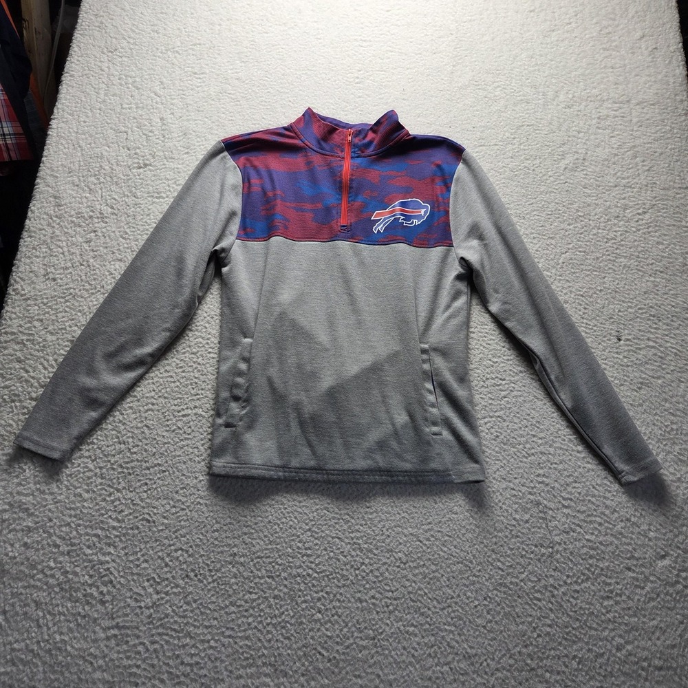 Buffalo Bills Shirt Mens Small Gray Camo NFL Football NFL Team Apparel 1/4 Zip